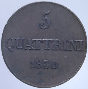 reverse: GRANDUCATO DI TOSCANA LEOPOLDO II (1824-1859) 5 QUATTRINI 1830 3,72 GR. BB-SPL