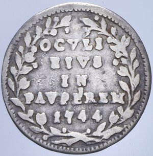 reverse: ROMA BENEDETTO XIV (1740-1758) GROSSO 1744 A.V RR AG. 1,18 GR. qBB