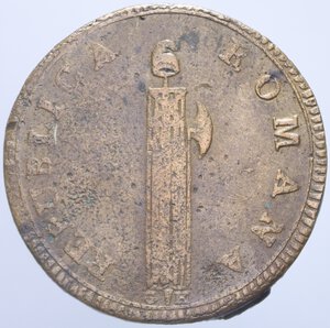 obverse: PRIMA REPUBBLICA ROMANA (1798-1799) 2 BAIOCCHI S. DATA G H 1798-1799 13° TIPO R 16,15 GR. BB