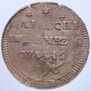 reverse: STATO PONTIFICIO PIO VI (1775-1799) 2 BAIOCCHI E MEZZO 1796 GUBBIO 5,85 GR. BB