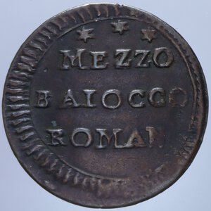 reverse: STATO PONTIFICIO PIO VI (1775-1799) MEZZO BAIOCCO S. DATA A.XXIII 3,79 GR. BB