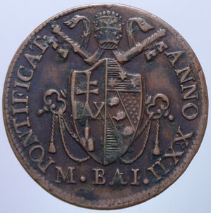 reverse: STATO PONTIFICIO PIO VII (1800-1823) 1/2 BAIOCCO 1822 R 6,19 GR. BB+