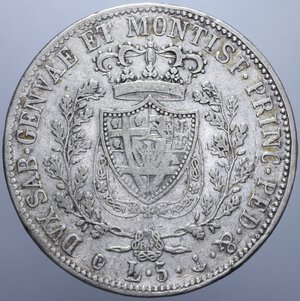 reverse: CARLO FELICE (1821-1831) 5 LIRE 1827 GENOVA AG. 24,81 GR. BB