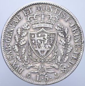 reverse: CARLO FELICE (1821-1831) 5 LIRE 1830 GENOVA AG. 24,64 GR. BB