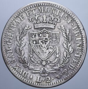 reverse: CARLO FELICE (1821-1831) 2 LIRE 1827 TORINO R AG. 9,71 GR. MB-BB/qBB