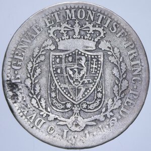 reverse: CARLO FELICE (1821-1831) 1 LIRA 1827 GENOVA AG. 4,70 GR. MB+
