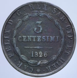 reverse: CARLO FELICE (1821-1831) 3 CENT. 1826 TORINO 5,39 GR. qBB