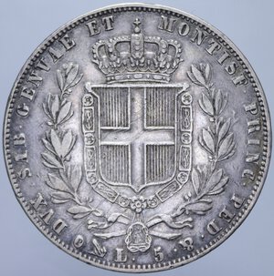 reverse: CARLO ALBERTO (1831-1849) 5 LIRE 1848 GENOVA AG. 24,91 GR. BB