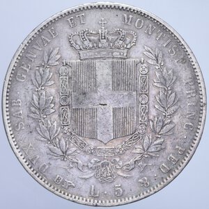 reverse: VITTORIO EMANUELE II (1849-1861) 5 LIRE 1850 TORINO RR AG. 24,54 GR. qBB