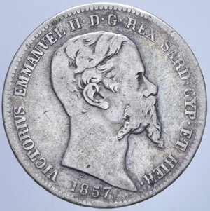 obverse: VITTORIO EMANUELE II (1849-1861) 1 LIRA 1857 TORINO R AG. 4,84 GR. MB-BB/qBB