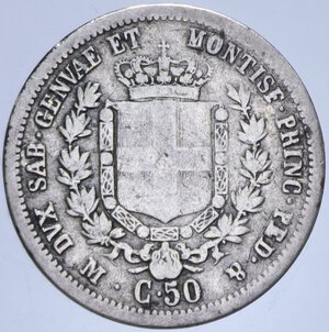 reverse: VITTORIO EMANUELE II (1849-1861) 50 CENT. 1860 MILANO NC AG.2,36 GR. MB-BB
