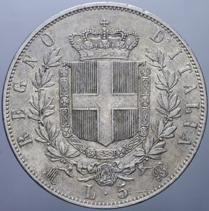 reverse: VITTORIO EMANUELE II (1861-1878) 5 LIRE 1869 MILANO AG. 24,95 GR. BB+