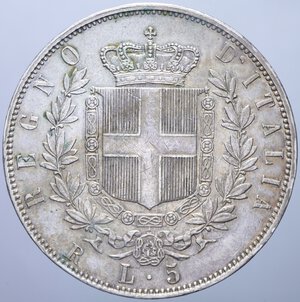 reverse: VITTORIO EMANUELE II (1861-1878) 5 LIRE 1870 ROMA R AG. 25,03 GR. BB+/BB-SPL