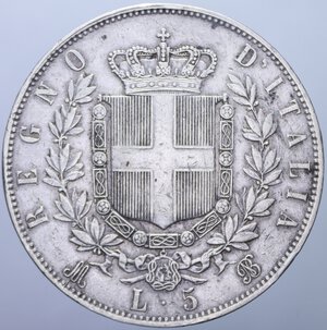 reverse: VITTORIO EMANUELE II (1861-1878) 5 LIRE 1872 MILANO AG. 24,78 GR. BB