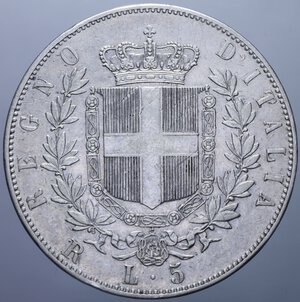 reverse: VITTORIO EMANUELE II (1861-1878) 5 LIRE 1877 ROMA AG. 24,90 GR. BB
