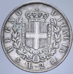 reverse: VITTORIO EMANUELE II (1861-1878) 2 LIRE 1863 NAPOLI STEMMA AG. 9,92 GR. BB/BB+