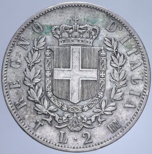 reverse: VITTORIO EMANUELE II (1861-1878) 2 LIRE 1863 TORINO STEMMA AG. 9,88 GR. BB/BB+