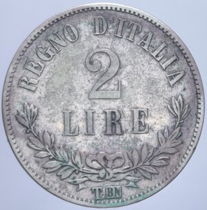 reverse: VITTORIO EMANUELE II (1861-1878) 2 LIRE 1863 TORINO VALORE R AG. 9,90 GR. qBB