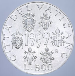 reverse: GIOVANNI PAOLO II 500 LIRE 1999 XXI 70° COSTITUZIONE VATICANO AG. 11 GR .FDC