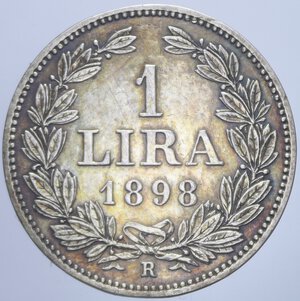 reverse: VECCHIA MONETAZIONE 1 LIRA 1898 R AG. 5,01 GR. BB-SPL