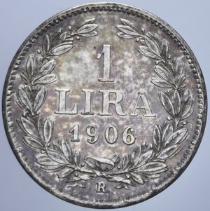 reverse: VECCHIA MONETAZIONE 1 LIRA 1906 AG. 5,02 GR. BB-SPL
