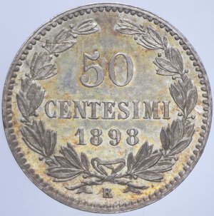 reverse: VECCHIA MONETAZIONE 50 CENT. 1898 AG. 2,54 GR. FDC (PATINATA)