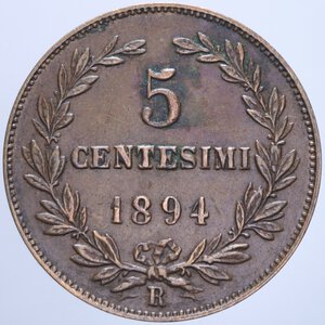 reverse: VECCHIA MONETAZIONE 5 CENT. 1894 5,06 GR. BB-SPL