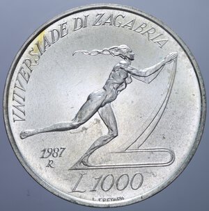 reverse: 1000 LIRE 1987 UNIVERSITA  DI ZAGABRIA AG. 14,6 GR. FDC 