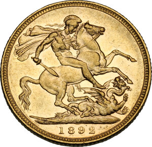 reverse: Australia.  Victoria (1837-1901). Sovereign 1892 M, Melbourne mint