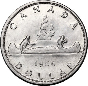 reverse: Canada.  Elizabeth II (1952 -). Dollar 1956