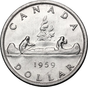 reverse: Canada.  Elizabeth II (1952 -). Dollar 1959