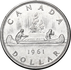 reverse: Canada.  Elizabeth II (1952- ). Dollar 1961