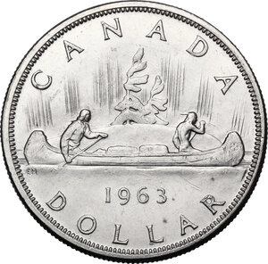 reverse: Canada.  Elizabeth II (1952 -). Dollar 1963