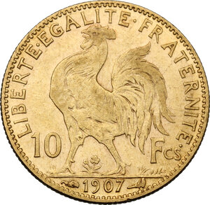 reverse: France.  Third republic (1871-1940).. 10 Francs 1907