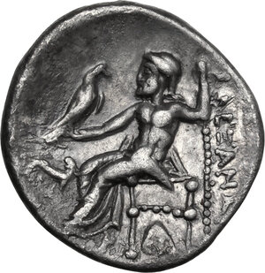 reverse: Kings of Macedon.  Antigonos I Monophtalmos as Strategos of Asia (320-305 BC).. AR Drachm in the name of Alexander III, Sardes mint