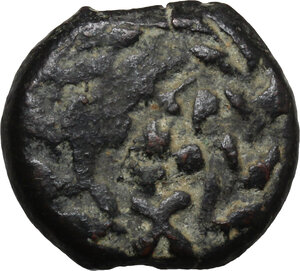 reverse: Judaea.  Porcius Festus, Procurator.. AE Prutah in the name of Nero, 58-59 AD, Jerusalem mint