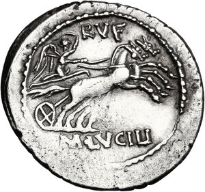 reverse: M. Lucilius Rufus. . AR Denarius, 101 BC