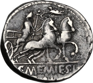 reverse: L. and C. Memmius L.f. Galeria.. AR Denarius, 87 BC