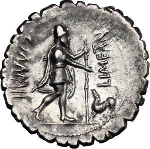 reverse: C. Mamilius Limetanus.. AR Denarius serratus, 82 BC