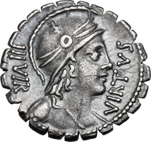 obverse: Mn. Aquillius Mn. f. Mn. n.. AR Denarius serratus, 71 BC