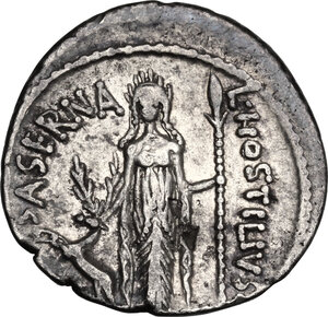 reverse: L. Hostilius Saserna.. AR Denarius, 48 BC