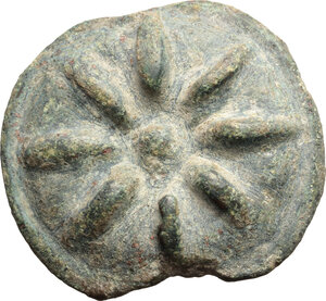 obverse: Northern Apulia, Luceria.  Light series.. AE Cast Teruncius, c. 217-212 BC