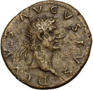 obverse: Augustus (27 BC-14 AD)  . AE Dupondius, struck under Nerva (96-98)