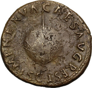 reverse: Augustus (27 BC-14 AD)  . AE Dupondius, struck under Nerva (96-98)
