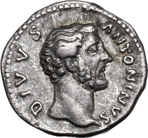 obverse: Divus Antoninus Pius (died 161).. AR Denarius, struck under Marcus Aurelius