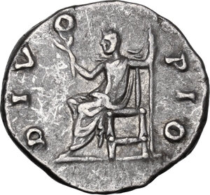reverse: Divus Antoninus Pius (died 161).. AR Denarius, struck under Marcus Aurelius