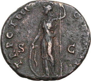 reverse: Marcus Aurelius as Caesar (139-161).. AE As, 148-149 AD