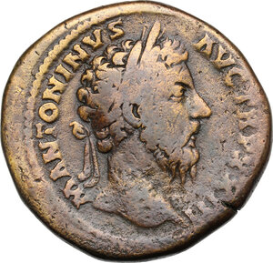 obverse: Marcus Aurelius (161-180).. AE Sestertius, 168-169 AD