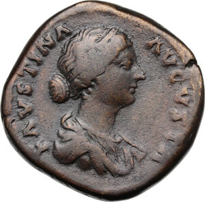 obverse: Faustina II, wife of Marcus Aurelius (died 176 AD).. AE Sestertius