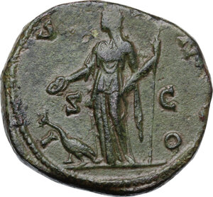 reverse: Faustina II, wife of Marcus Aurelius (died 176 AD).. AE Sestertius, struck under Marcus Aurelius